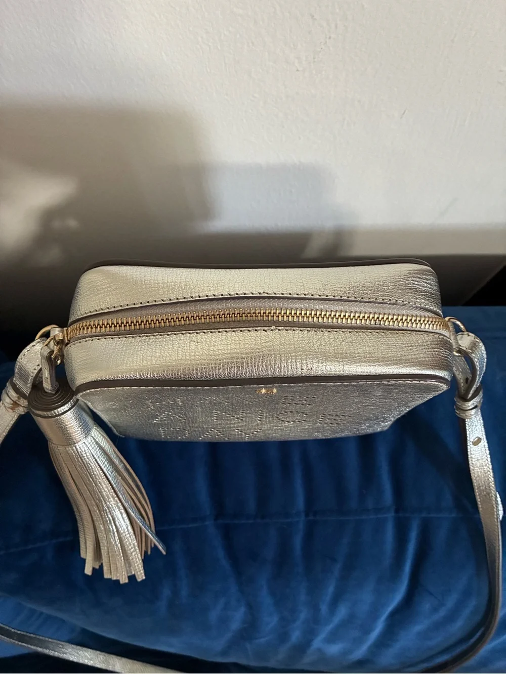 Anya Hindmarch Metallic Silver 'Have A Nice Day' Crossbody